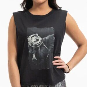 VENOR GRAPHIC TEE - Saddle Horse Print Rolled Sleeves, NWT western boho